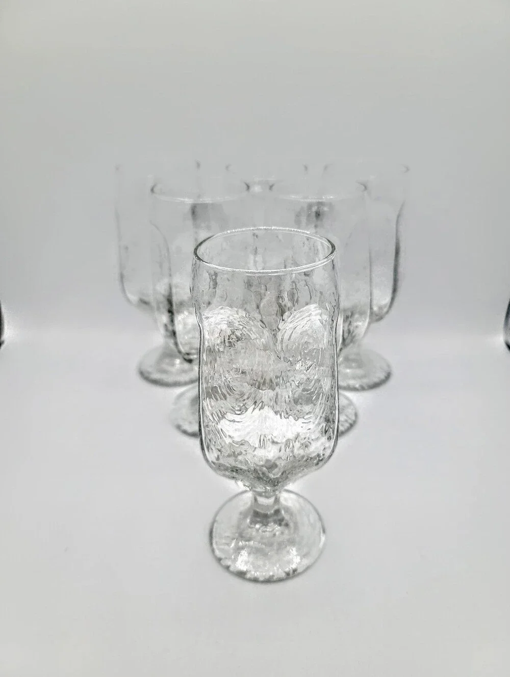 Libbey Chivalry Clear Water Beer Glasses Set of 6 Textured Pressed Glass 12 Oz